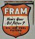 Original 1930-40s Fram Huile Filtre A Air Fuel Bilaterale Station Signe De Gaz