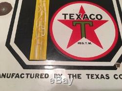 Original 1936 Texaco Golden Motor Oil Signe Double Face Porcelaine 30x30