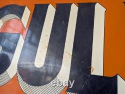 Original 1950's Grand Enseigne Porcelain Gulf Double Face de 6 Pieds - PickUp