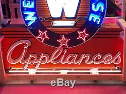 Original Double Face Westinghouse Neon Porcelaine Appliances Signe Old Vintage