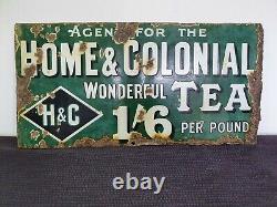 Original Maison & Colonial Tea Enamel Double Sided Advertising Sign