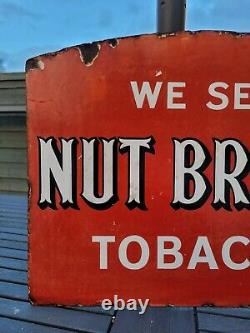 Original Nut Brown Tobacco Double Sided Flange Enamel Signe 18 X 13,5