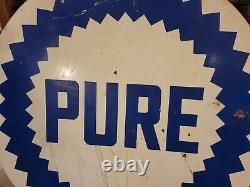 Original Pure Motor Oil / Gasoline Porcelaine 42 Rare À Double Face