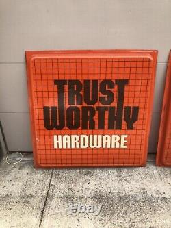 Original Trustworthy Hardware Original Double Faced Lighted Sign Used Tool Nail