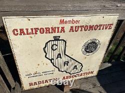 Original Vintage California Automotif Radiateur Assoc. Signe Double Face Peint