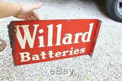 Original Vintage Willard Batteries Métal Double Face Bride Huile Gaz Connectez-vous