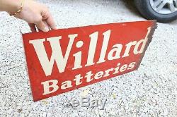 Original Vintage Willard Batteries Métal Double Face Bride Huile Gaz Connectez-vous