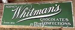 Original Whitman's Chocolates & Confections Enseigne À Bonbons En Porcelaine À Double Face