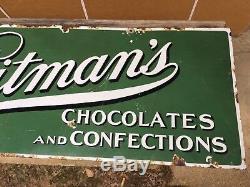 Original Whitman's Chocolates & Confections Enseigne À Bonbons En Porcelaine À Double Face