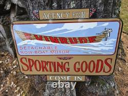 PANCARTE EN PORCELAINE DOUBLE FACE VINTAGE EVINRUDE, AGENCE POUR ARTICLES DE PRINTEMPS 30x20