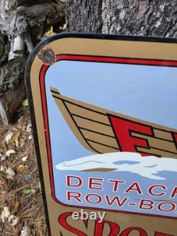PANCARTE EN PORCELAINE DOUBLE FACE VINTAGE EVINRUDE, AGENCE POUR ARTICLES DE PRINTEMPS 30x20