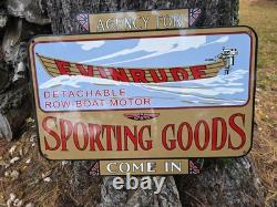 PANCARTE EN PORCELAINE DOUBLE FACE VINTAGE EVINRUDE, AGENCE POUR ARTICLES DE PRINTEMPS 30x20