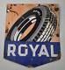 Panneau Double Face En Porcelaine Vintage Royal Tires - Grande Taille 35x29 Pouces