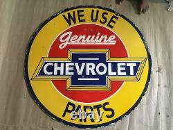 PANNEAU ÉMAILLÉ PORCELAINE CHEVROLET 30x30 POUCES DOUBLE FACE