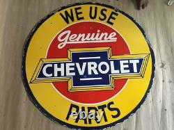 PANNEAU ÉMAILLÉ PORCELAINE CHEVROLET 30x30 POUCES DOUBLE FACE