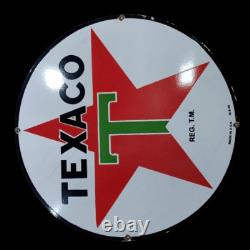 PANNEAU EN ÉMAIL PORCELAINE TEXACO 30 POUCES double face