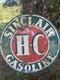 Plaque En Porcelaine Vintage Lg Hc Sinclair Oil Gas 48x48 Pouces Double Face Rare