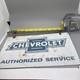 Panneau Chevrolet Service Autoris&eacute; En T&ocirc;le Double Face 12 X 7 Avec Support