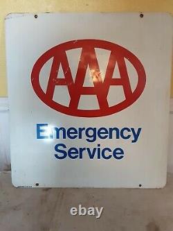 Panneau D'auto De Vintage Aaa Emergency Services. Double Face 26 X 24