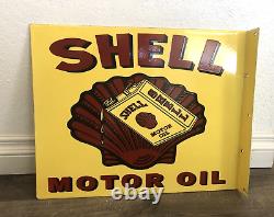 Panneau De La Station De Pompage D'huile D'essence De Porcelaine À Double Face De Shell Motor Oil