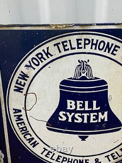Panneau De Téléphone Public En Porcelaine À Double Face De Bell Systems Des Années 1940 New York