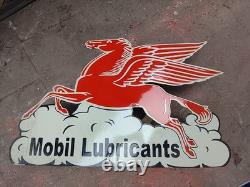 Panneau Émail Mobil Lubrifiants en Porcelaine 36x24 Pouces Double Face