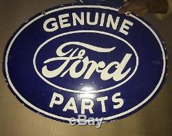 Panneau Émaillé En Porcelaine Véritable Ford Parts 16 X 24 Pouces À Double Face