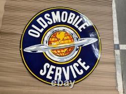 Panneau Émaillé Porcelaine Oldsmobile 30x30 Pouces Double Face