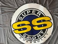 Panneau Émaillé Super Chevrolet en Porcelaine Taille 30x30 Pouces Double Face