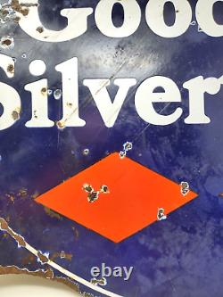 Panneau Flasque Bonnes Richesses Silvertowns Vintage Double Face Diamants Porcelaine Bleue
