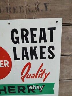 Panneau Métallique Double Face Vtg Great Lakes Cherry Grower, Rosenberg Bros. Sodus MI
