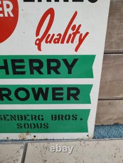 Panneau Métallique Double Face Vtg Great Lakes Cherry Grower, Rosenberg Bros. Sodus MI