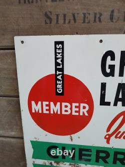 Panneau Métallique Double Face Vtg Great Lakes Cherry Grower, Rosenberg Bros. Sodus MI