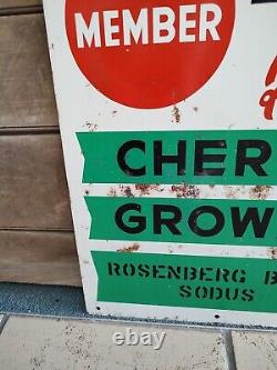 Panneau Métallique Double Face Vtg Great Lakes Cherry Grower, Rosenberg Bros. Sodus MI