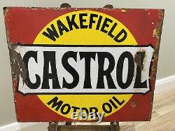 Panneau Original Castrol Wakefield Motor Oil Enamel Double Face Royaume-uni Par Bruton