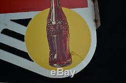 Panneau Publicitaire Anneau Double-face Antique Nos Coca-cola Avec Support