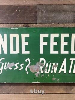 Panneau Vintage Dande Feeds recto verso 28 x 12