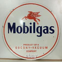 Panneau Vintage De Mobilgas & Porcelaine D'huile À Double Face