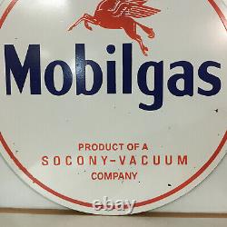 Panneau Vintage De Mobilgas & Porcelaine D'huile À Double Face
