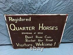 Panneau Vintage en bois enregistré de chevaux Quarter, recto-verso, 18 x 24, ancien 1013-23B