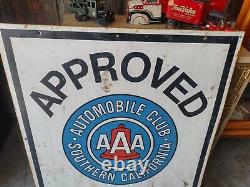 Panneau Vintage en fer-blanc peint Double Face pour Réparation Automobile AAA Auto Club de Californie