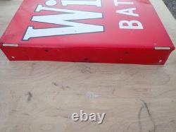 Panneau à double face en métal Willard Batteries original de 1955, 20 x 14, A-M Sign Co