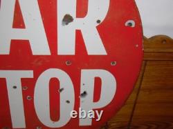 Panneau d'arrêt de tramway en porcelaine antique recto verso 14,75