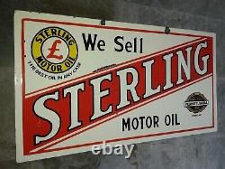 Panneau d'émail Porcelaine Sterling Motor Oil 36x18 pouces Double face