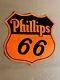 Panneau D'émail Porcelian Phillips 66 De 36 Pouces Recto-verso
