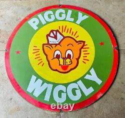 Panneau d'émail Porcelian Piggly Wiggly Taille 30x30 pouces Double face