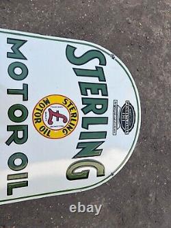 Panneau d'émail Rare Porcelaine Sterling Motor Oil de 36 pouces à double face