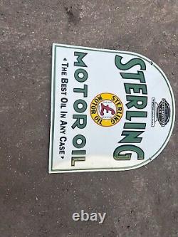 Panneau d'émail Rare Porcelaine Sterling Motor Oil de 36 pouces à double face