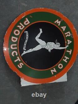 Panneau d'émail de marathon en porcelaine 18x18 pouces double face avec flasque
