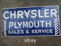 Panneau d'émail double face Chrysler en porcelaine 42x20 pouces
